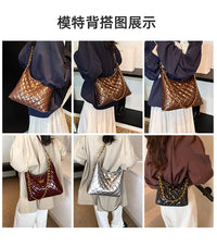 Cross-Border Quilted Saddle Bag, Autumn and Winter New Shoulder Bag, Fashionable Armpit Bag, Work Clothing Versatile Crossbody Bag