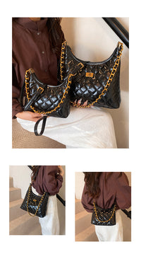 Cross-Border Quilted Saddle Bag, Autumn and Winter New Shoulder Bag, Fashionable Armpit Bag, Work Clothing Versatile Crossbody Bag