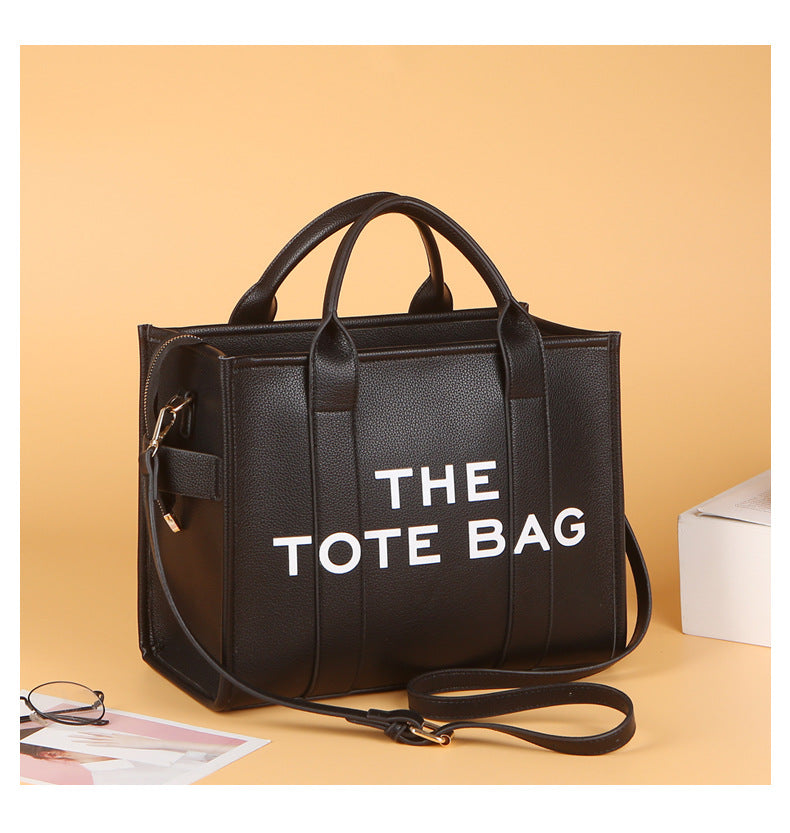 Women's Bag Cross-Border New Tote Bag Wholesale Pu Letter Handbag Simple Casual Crossbody Bag Large Capacity Women's Bag