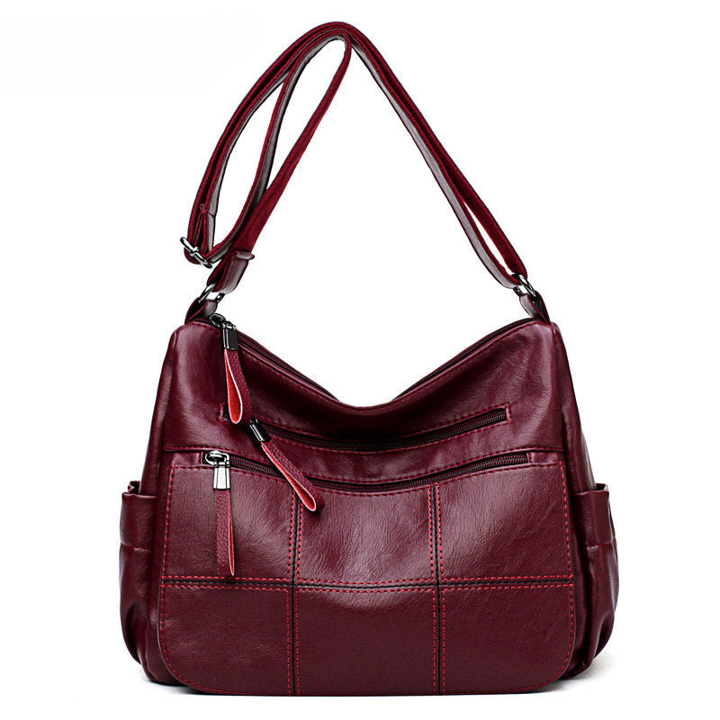 2023 New Bag Women's Solid Color Casual Shoulder Crossbody Bag Simple All-match Middle-aged Women's Mother Bag Large Capacity