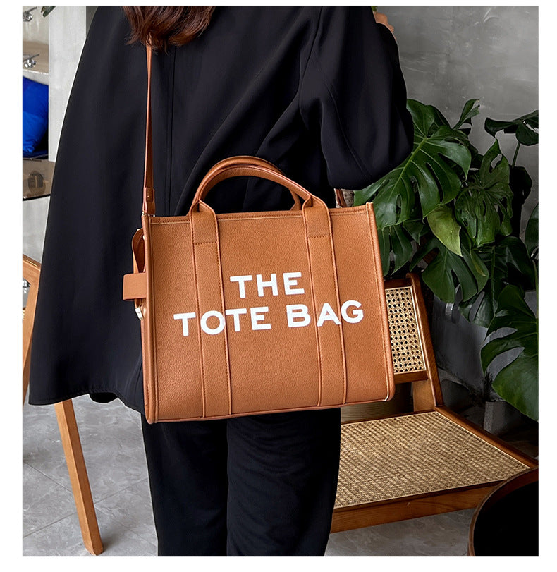 Women's Bag Cross-Border New Tote Bag Wholesale Pu Letter Handbag Simple Casual Crossbody Bag Large Capacity Women's Bag