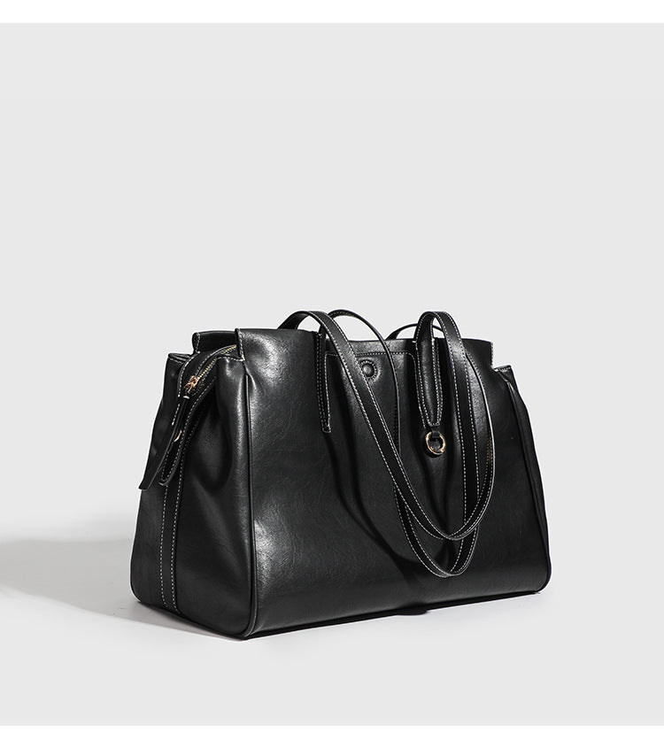 2024 Summer New Niche High-end Retro Shoulder Tote Bag Large Capacity Commuter Portable Briefcase