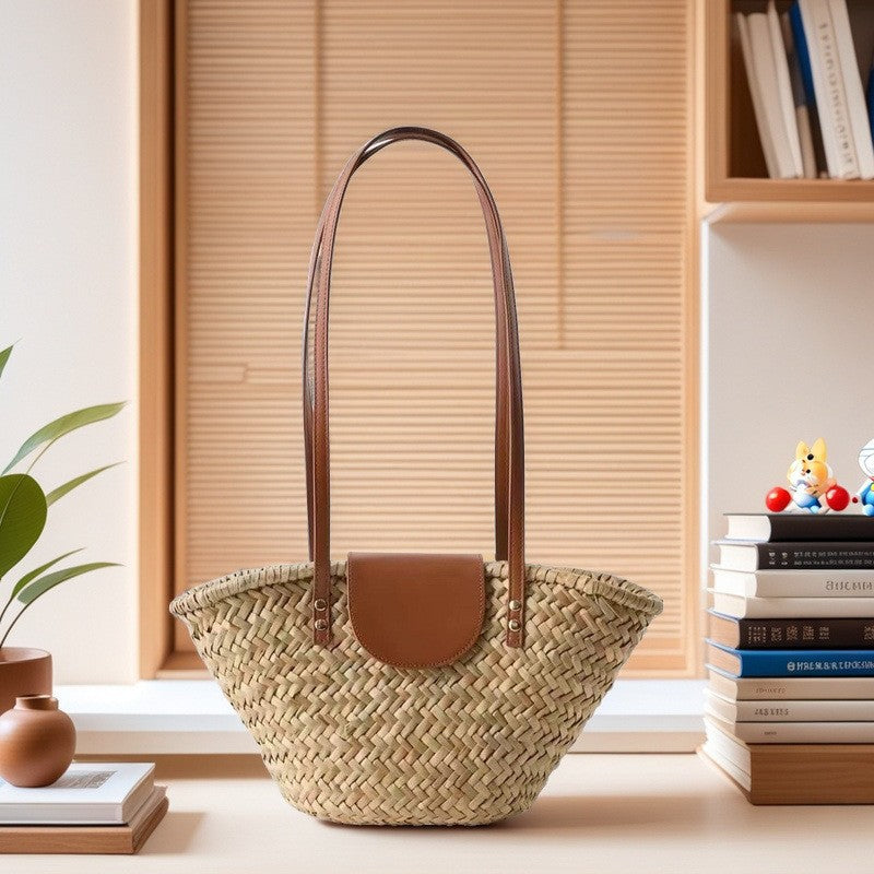 Water Grass Woven Bag Holiday French Shoulder Crossbody Bag New Handbag Women's Original Diagonal Woven Shoulder Water Grass Bag