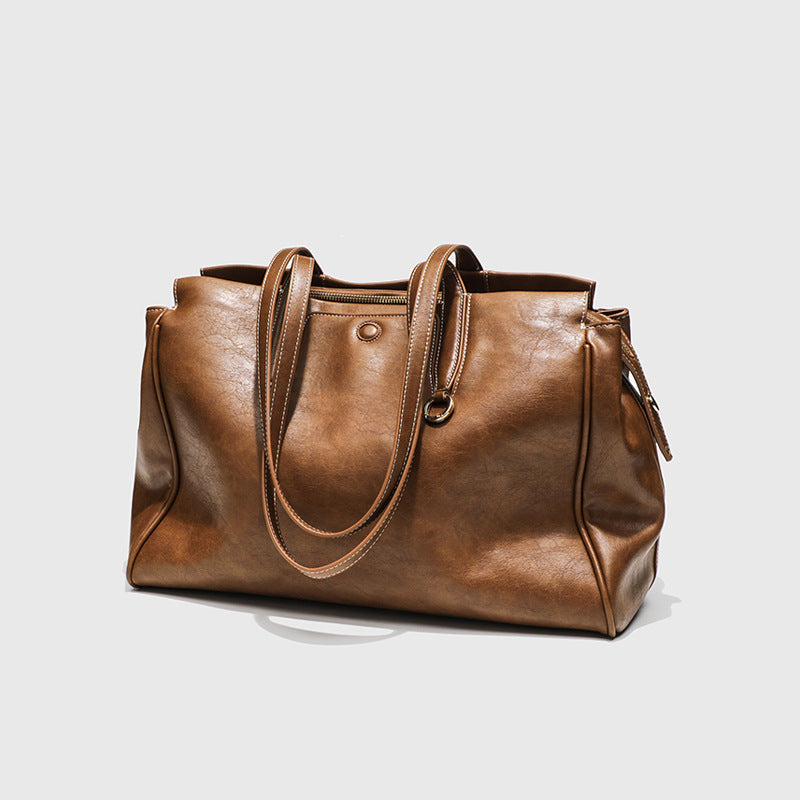 2024 Summer New Niche High-end Retro Shoulder Tote Bag Large Capacity Commuter Portable Briefcase