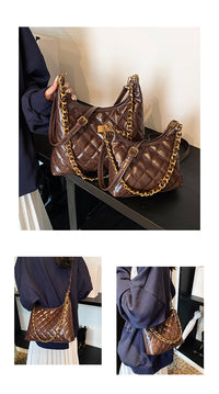 Cross-Border Quilted Saddle Bag, Autumn and Winter New Shoulder Bag, Fashionable Armpit Bag, Work Clothing Versatile Crossbody Bag
