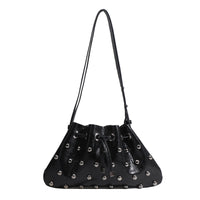 2025 New Rivet Underarm Women's Bag Cross-Border Exclusive Fashion Versatile Handheld Bucket Shoulder Tote Drawstring Bag