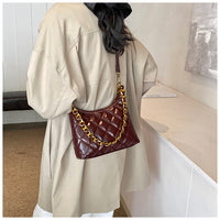 Cross-Border Quilted Saddle Bag, Autumn and Winter New Shoulder Bag, Fashionable Armpit Bag, Work Clothing Versatile Crossbody Bag