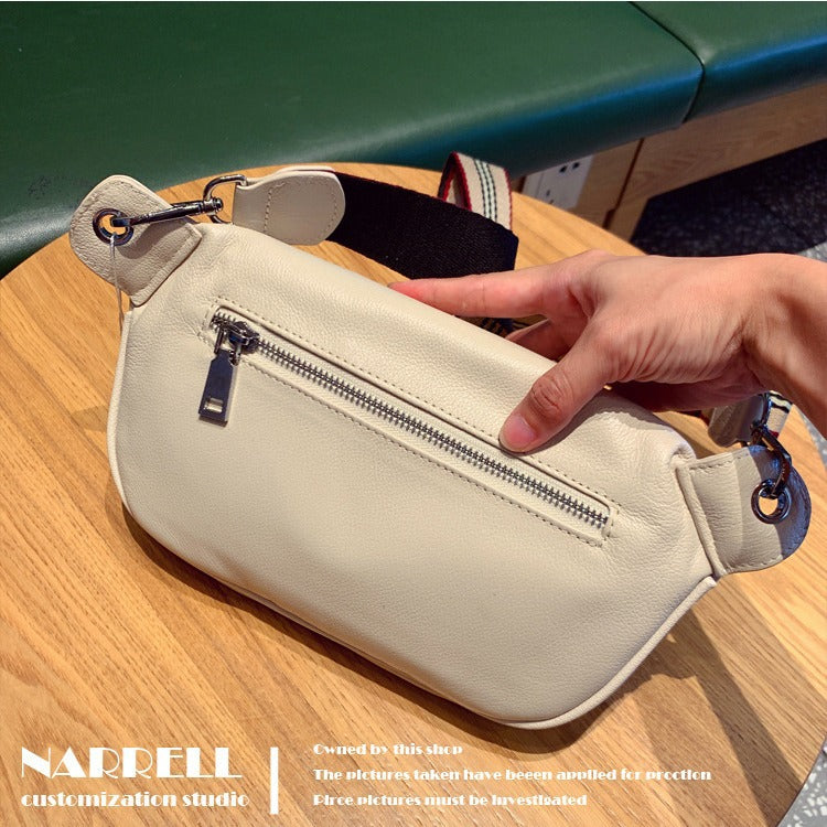 Women's Bag 2025 New Genuine Leather Single Shoulder Chest Bag Trendy Versatile Letter Backpack Small Medium Multi-Use Bag
