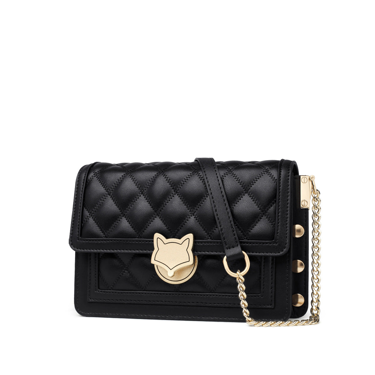 Chain Bag Women's 2024 New Trendy Fashionable Black Rhomboid Shoulder Crossbody Small Square Bag High-grade Commuter Shoulder Bag