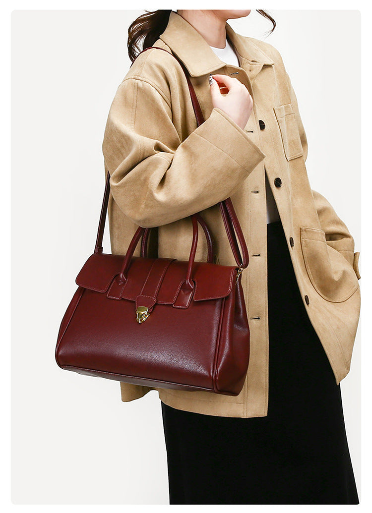 2025 New Style Large Capacity Official Document Tote Bag Retro Texturistic Tote Bag Single Shoulder Hand Bag Women's handbags Bag