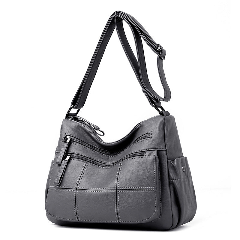 2023 New Bag Women's Solid Color Casual Shoulder Crossbody Bag Simple All-match Middle-aged Women's Mother Bag Large Capacity