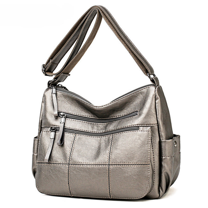 2023 New Bag Women's Solid Color Casual Shoulder Crossbody Bag Simple All-match Middle-aged Women's Mother Bag Large Capacity