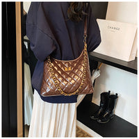 Cross-Border Quilted Saddle Bag, Autumn and Winter New Shoulder Bag, Fashionable Armpit Bag, Work Clothing Versatile Crossbody Bag