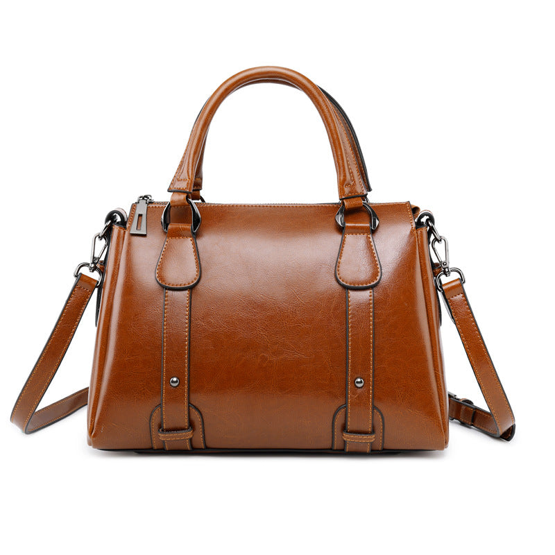 Authentic Genuine Leather Women's Bag from the Boutique, 2026 New Model, Boston Casual Versatile Retro Cowhide Handbag, Shoulder Bag, Crossbody Bag
