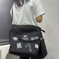Cross-Border Exclusive Supply of Women's Fashionable Y2K Street Chain Shoulder Bag, Large Capacity Mesh Patchwork Crossbody Bag