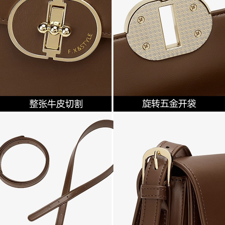 Two-Layer Cowhide Bag for Women 2025 Popular Fashion Small Square Bag Mobile Phone Bag Versatile Women's Shoulder Crossbody Bag