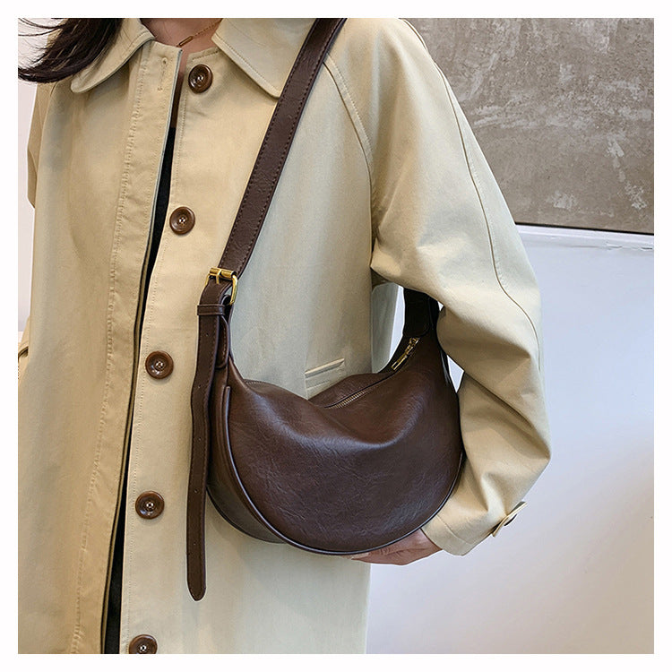 Cross-border Women's Bag Popular Retro Bag Women's New Fashion Texturized Shoulder Bag Retro Commuter Crossbody Dumpling Bag