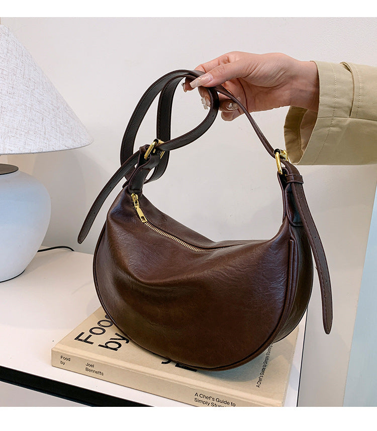 Cross-border Women's Bag Popular Retro Bag Women's New Fashion Texturized Shoulder Bag Retro Commuter Crossbody Dumpling Bag