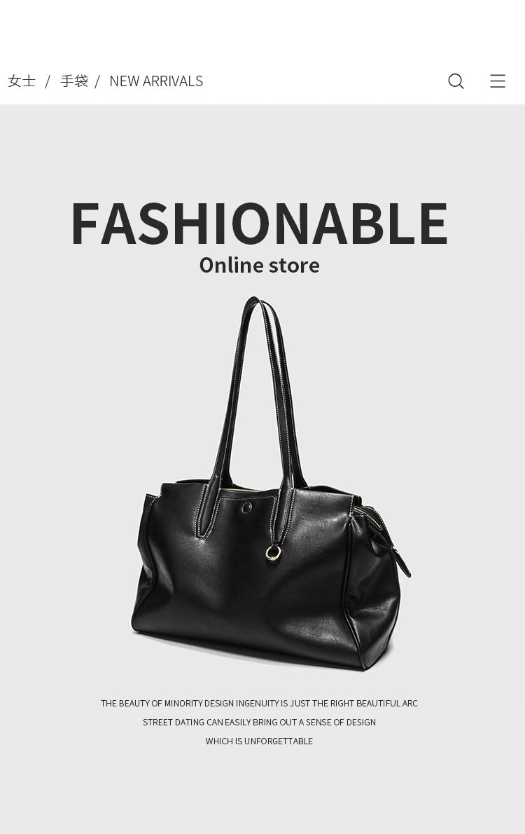 2024 Summer New Niche High-end Retro Shoulder Tote Bag Large Capacity Commuter Portable Briefcase