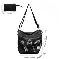 Cross-Border Exclusive Supply of Women's Fashionable Y2K Street Chain Shoulder Bag, Large Capacity Mesh Patchwork Crossbody Bag