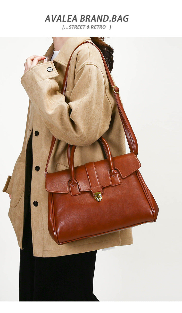 2025 New Style Large Capacity Official Document Tote Bag Retro Texturistic Tote Bag Single Shoulder Hand Bag Women's handbags Bag