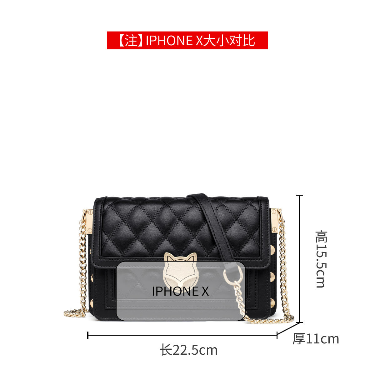 Chain Bag Women's 2024 New Trendy Fashionable Black Rhomboid Shoulder Crossbody Small Square Bag High-grade Commuter Shoulder Bag