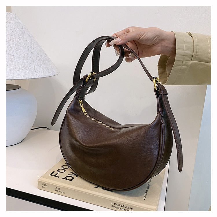 Cross-border Women's Bag Popular Retro Bag Women's New Fashion Texturized Shoulder Bag Retro Commuter Crossbody Dumpling Bag
