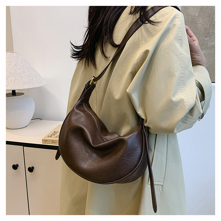 Cross-border Women's Bag Popular Retro Bag Women's New Fashion Texturized Shoulder Bag Retro Commuter Crossbody Dumpling Bag