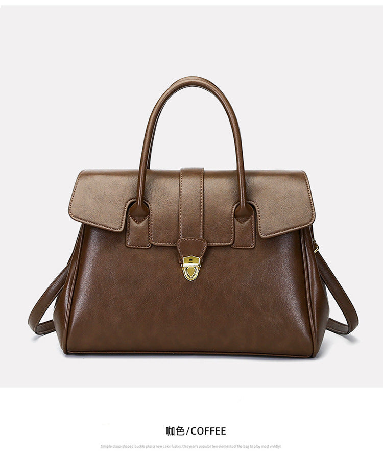 2025 New Style Large Capacity Official Document Tote Bag Retro Texturistic Tote Bag Single Shoulder Hand Bag Women's handbags Bag