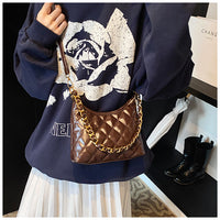 Cross-Border Quilted Saddle Bag, Autumn and Winter New Shoulder Bag, Fashionable Armpit Bag, Work Clothing Versatile Crossbody Bag
