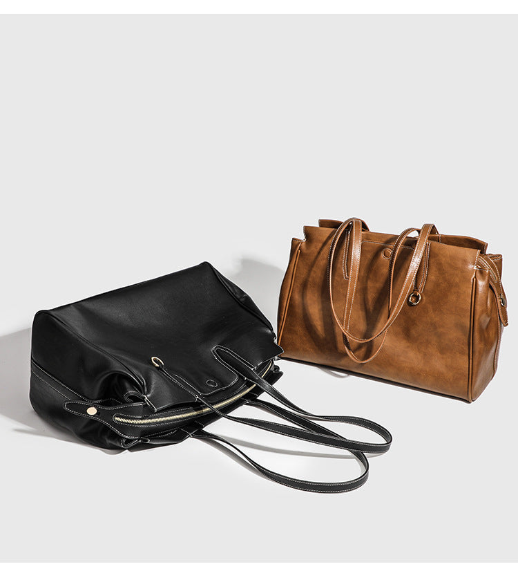 2024 Summer New Niche High-end Retro Shoulder Tote Bag Large Capacity Commuter Portable Briefcase