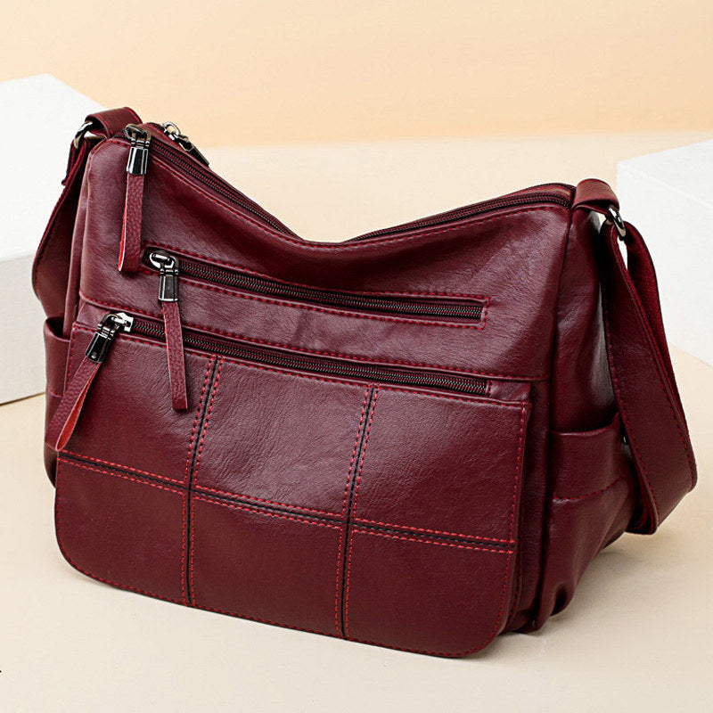 2023 New Bag Women's Solid Color Casual Shoulder Crossbody Bag Simple All-match Middle-aged Women's Mother Bag Large Capacity