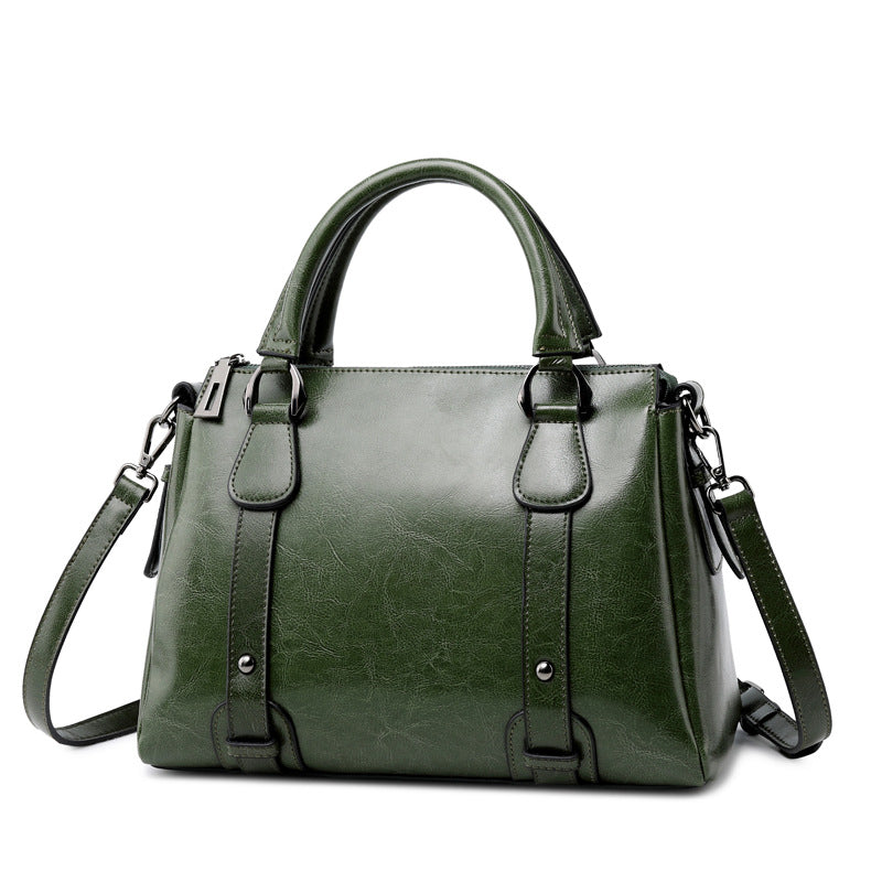 Authentic Genuine Leather Women's Bag from the Boutique, 2026 New Model, Boston Casual Versatile Retro Cowhide Handbag, Shoulder Bag, Crossbody Bag
