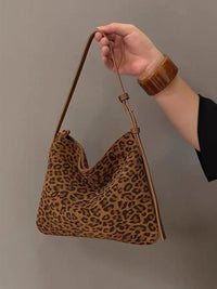 2026 Original Design Small Bag with Retro Fashion Feel, Leopard Print Pu Suede Handbag, Shoulder Bag, Mahjong Bag, Personalized Underarm Bag