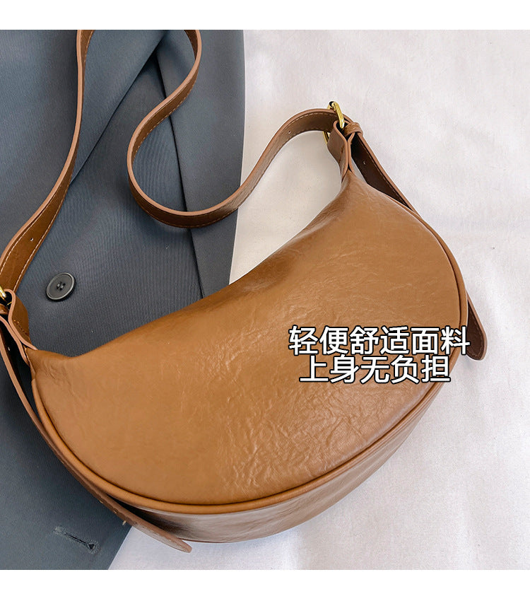Cross-border Women's Bag Popular Retro Bag Women's New Fashion Texturized Shoulder Bag Retro Commuter Crossbody Dumpling Bag
