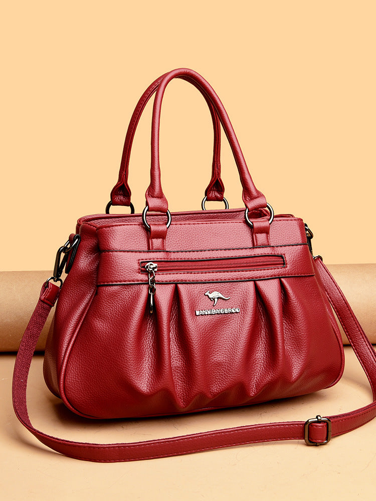 Cross-border women's bag 2024 new European and American retro women's bag simple fashion shoulder slung multi-layer large bag a generation of hair