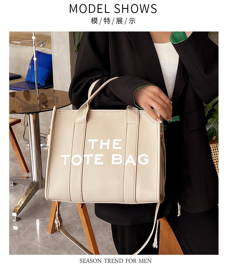 Women's Bag Cross-Border New Tote Bag Wholesale Pu Letter Handbag Simple Casual Crossbody Bag Large Capacity Women's Bag