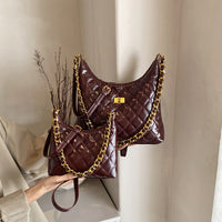 Cross-Border Quilted Saddle Bag, Autumn and Winter New Shoulder Bag, Fashionable Armpit Bag, Work Clothing Versatile Crossbody Bag