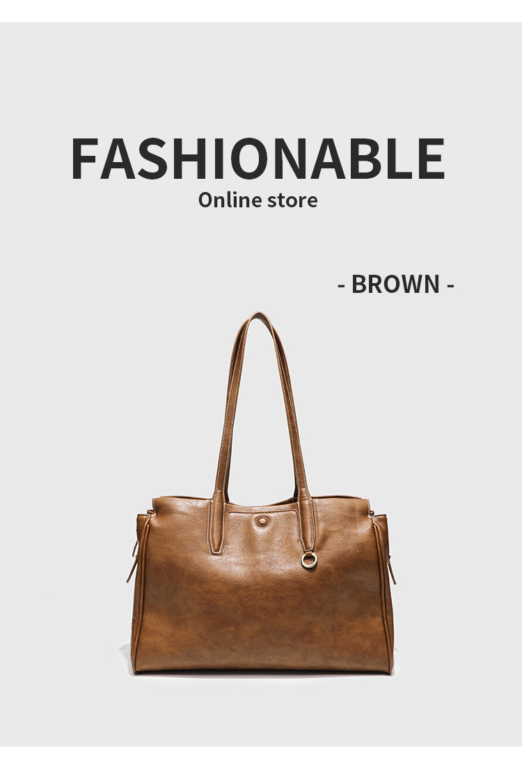 2024 Summer New Niche High-end Retro Shoulder Tote Bag Large Capacity Commuter Portable Briefcase