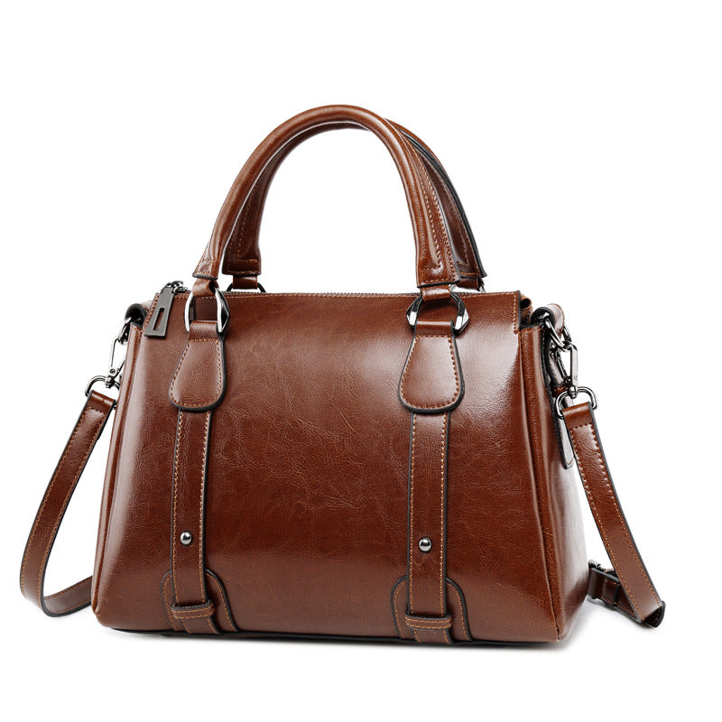 Authentic Genuine Leather Women's Bag from the Boutique, 2026 New Model, Boston Casual Versatile Retro Cowhide Handbag, Shoulder Bag, Crossbody Bag