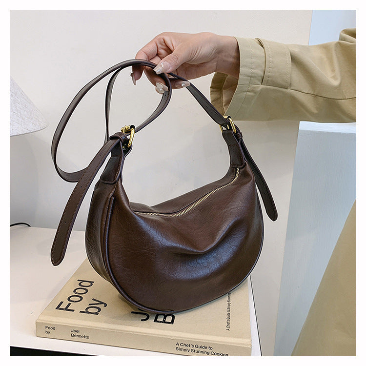 Cross-border Women's Bag Popular Retro Bag Women's New Fashion Texturized Shoulder Bag Retro Commuter Crossbody Dumpling Bag