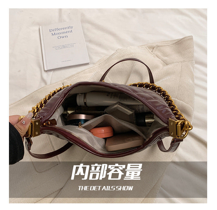 Cross-Border Quilted Saddle Bag, Autumn and Winter New Shoulder Bag, Fashionable Armpit Bag, Work Clothing Versatile Crossbody Bag