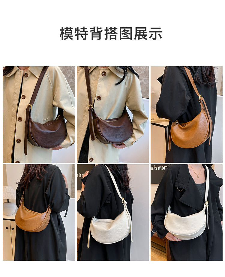 Cross-border Women's Bag Popular Retro Bag Women's New Fashion Texturized Shoulder Bag Retro Commuter Crossbody Dumpling Bag