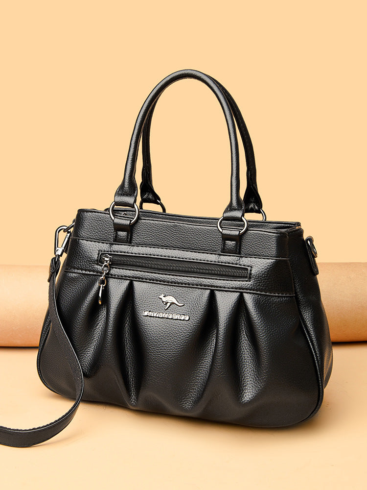 Cross-border women's bag 2024 new European and American retro women's bag simple fashion shoulder slung multi-layer large bag a generation of hair