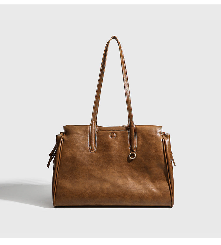 2024 Summer New Niche High-end Retro Shoulder Tote Bag Large Capacity Commuter Portable Briefcase