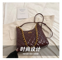 Cross-Border Quilted Saddle Bag, Autumn and Winter New Shoulder Bag, Fashionable Armpit Bag, Work Clothing Versatile Crossbody Bag