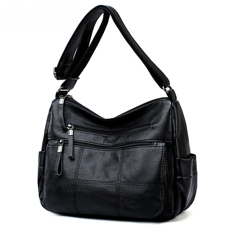 2023 New Bag Women's Solid Color Casual Shoulder Crossbody Bag Simple All-match Middle-aged Women's Mother Bag Large Capacity