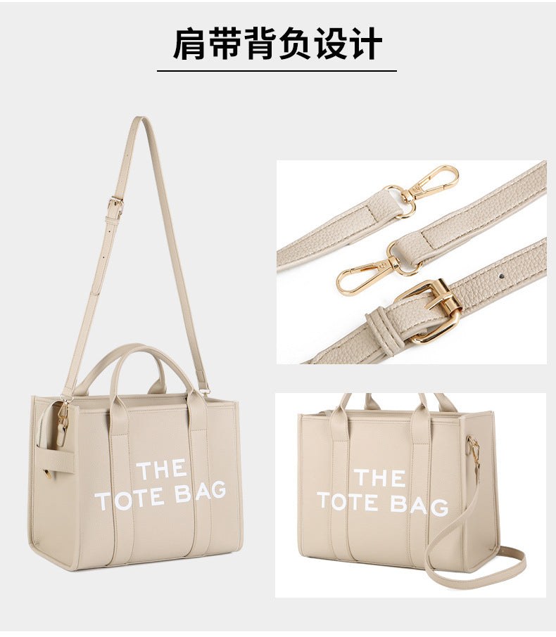 Women's Bag Cross-Border New Tote Bag Wholesale Pu Letter Handbag Simple Casual Crossbody Bag Large Capacity Women's Bag