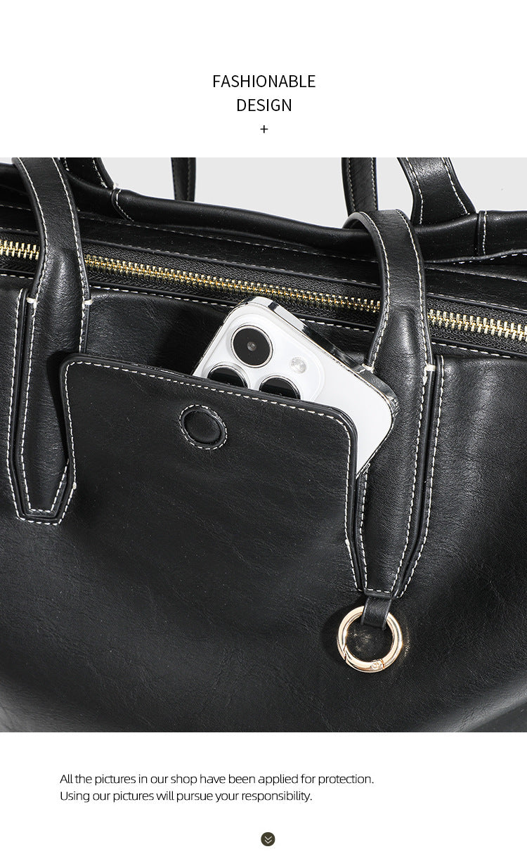 2024 Summer New Niche High-end Retro Shoulder Tote Bag Large Capacity Commuter Portable Briefcase