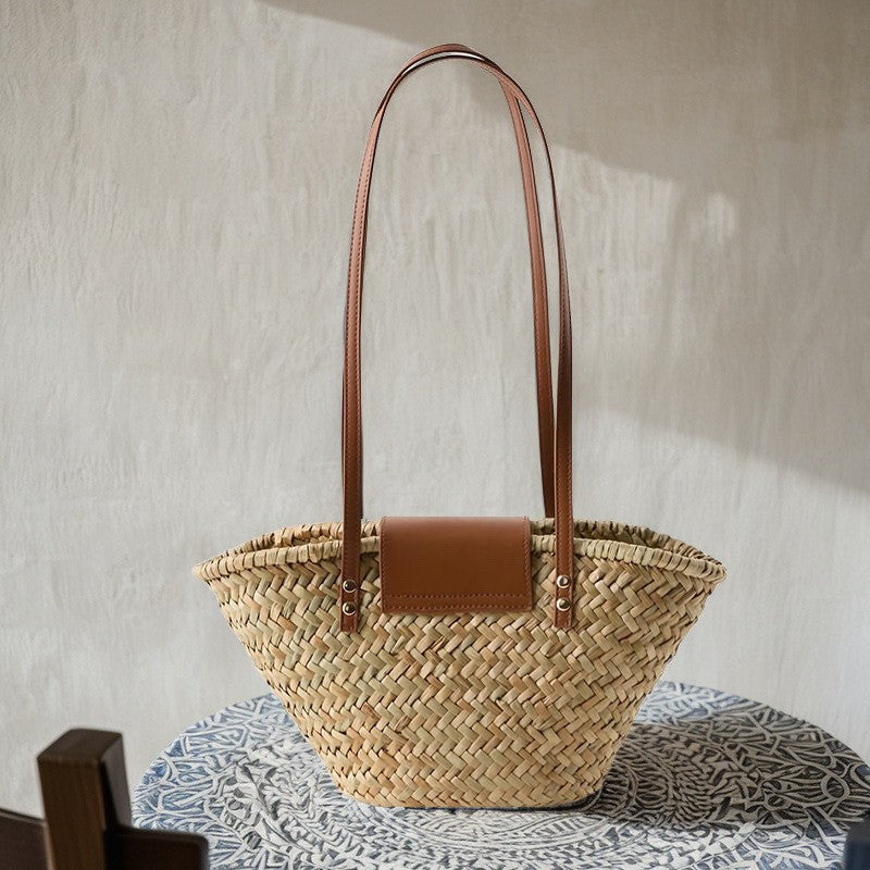 Water Grass Woven Bag Holiday French Shoulder Crossbody Bag New Handbag Women's Original Diagonal Woven Shoulder Water Grass Bag